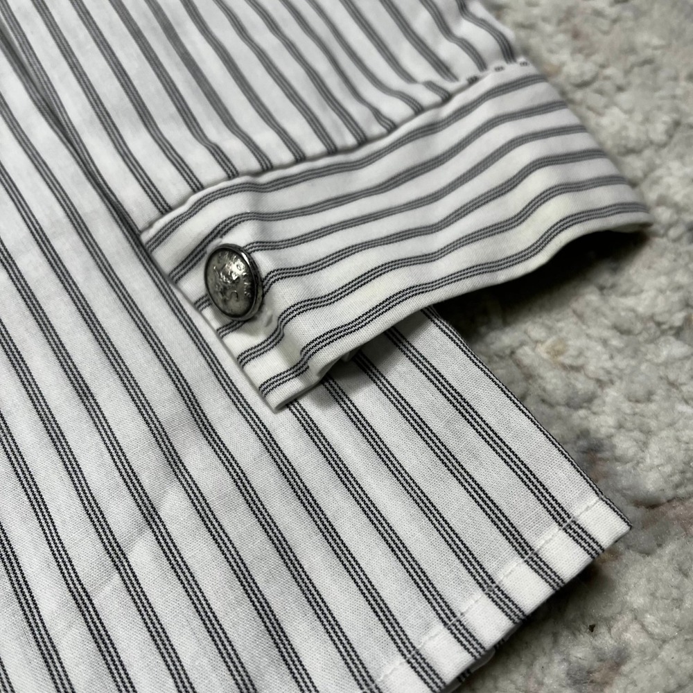 Vintage Good Lad Boys 4T Striped Band Collar Button Down Shirt White Black - Picture 5 of 15